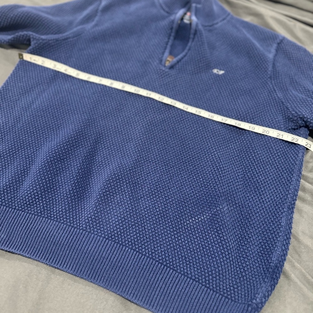 Vineyard Vines Sweater Mens Sz: L 1/4 Zip Waffle Knit Long Sleeve Blue Pullover. - Picture 6 of 11